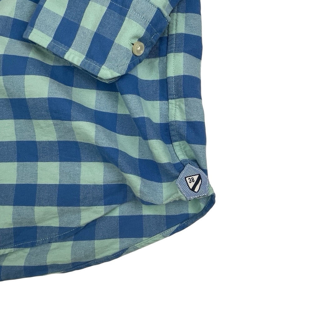 Daniel Cremieux Classics Men's Shirt Large Blue Teal Gingham Plaid Long Sleeve - Picture 7 of 8